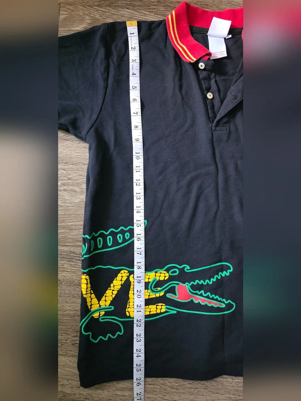 Lacoste Black Live Shirt with Red Trim & Crocodile Graphic - Kids